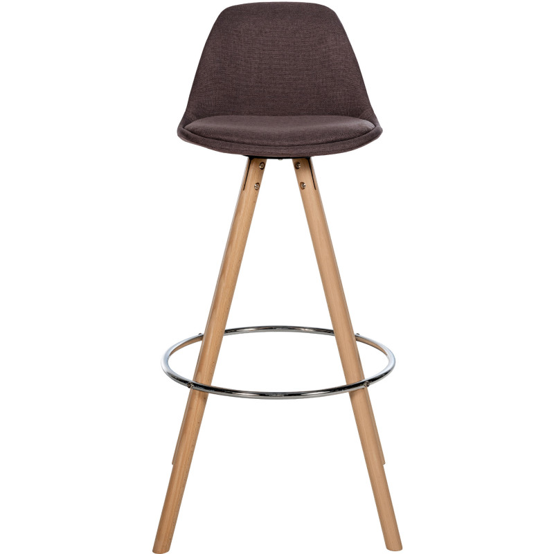 Tabouret de bar moderne en Tissu Marron Bois de hêtre Naturel Majano - 5