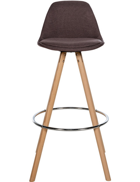 Tabouret de bar moderne en Tissu Marron Bois de hêtre Naturel Majano - 5