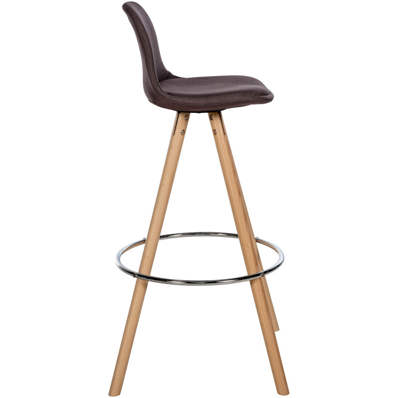 Tabouret de bar moderne en Tissu Marron Bois de hêtre Naturel Majano - 6
