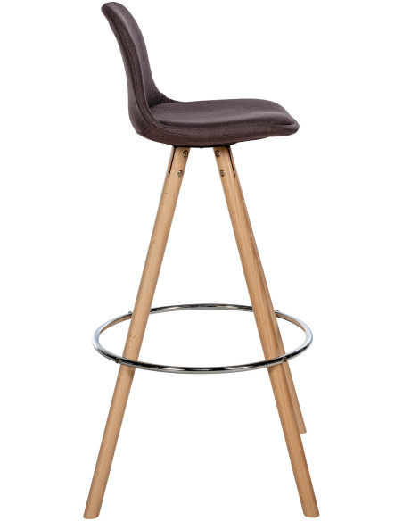Tabouret de bar moderne en Tissu Marron Bois de hêtre Naturel Majano - 6