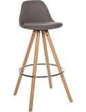 Tabouret de bar moderne en Tissu Taupe Bois de hêtre Naturel Majano