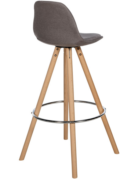 Tabouret de bar moderne en Tissu Taupe Bois de hêtre Naturel Majano - 4
