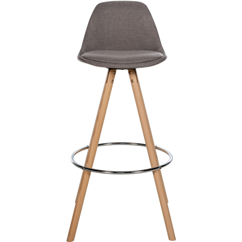 Tabouret de bar moderne en Tissu Taupe Bois de hêtre Naturel Majano - 5