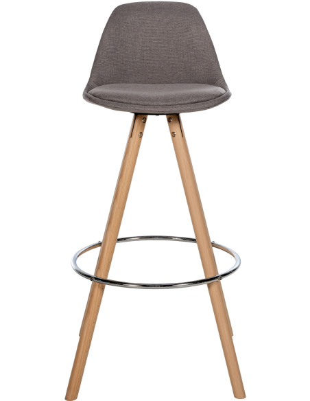 Tabouret de bar moderne en Tissu Taupe Bois de hêtre Naturel Majano - 5