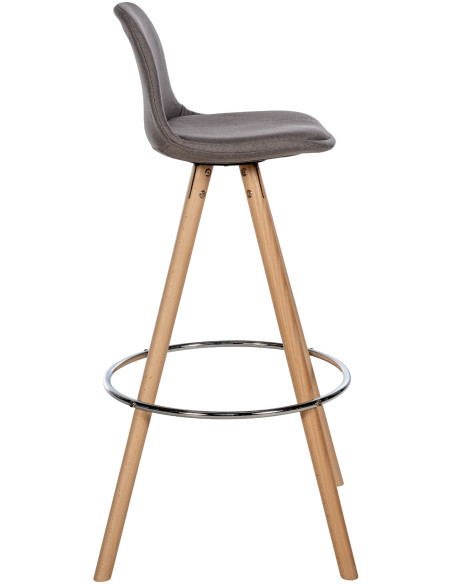 Tabouret de bar moderne en Tissu Taupe Bois de hêtre Naturel Majano - 6