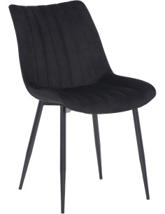 Chaise moderne matelassée en Velours Noir Métal Noir Mawen - 1