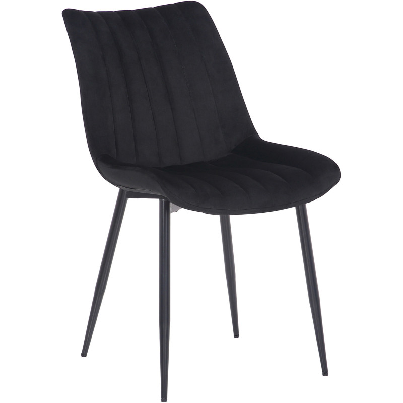 Chaise moderne matelassée en Velours Noir Métal Noir Mawen - 1
