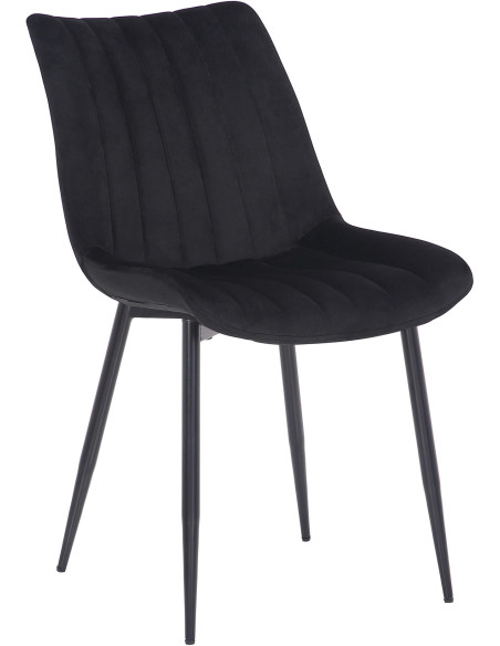 Chaise moderne matelassée en Velours Noir Métal Noir Mawen - 1