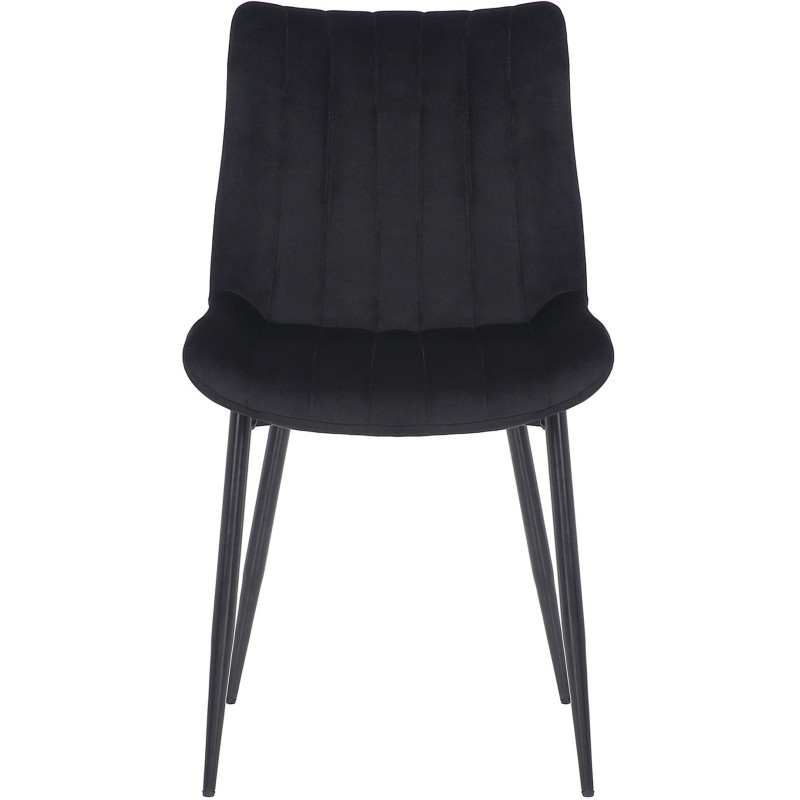 Chaise moderne matelassée en Velours Noir Métal Noir Mawen - 2