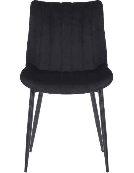 Chaise moderne matelassée en Velours Noir Métal Noir Mawen - 2