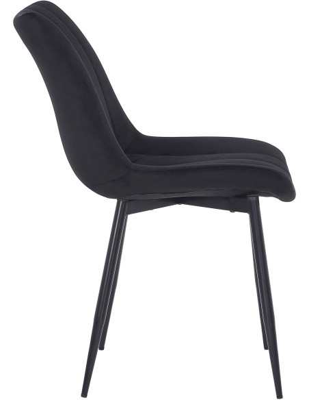 Chaise moderne matelassée en Velours Noir Métal Noir Mawen - 3
