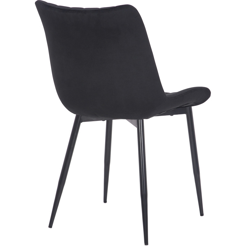 Chaise moderne matelassée en Velours Noir Métal Noir Mawen - 4