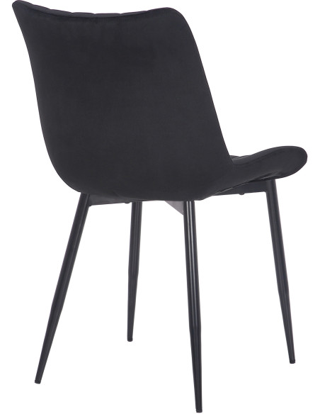 Chaise moderne matelassée en Velours Noir Métal Noir Mawen - 4