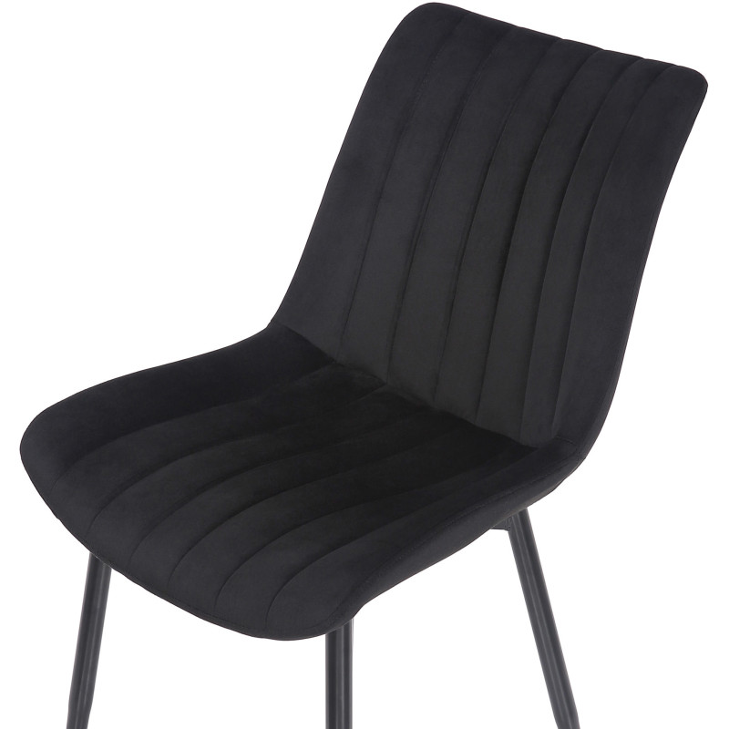 Chaise moderne matelassée en Velours Noir Métal Noir Mawen - 6