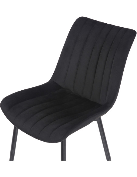 Chaise moderne matelassée en Velours Noir Métal Noir Mawen - 6