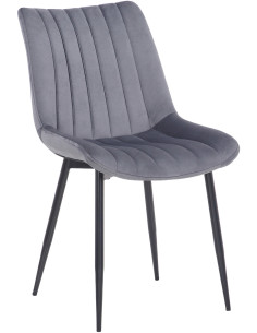 Chaise moderne matelassée en Velours Gris Métal Noir Mawen - 1