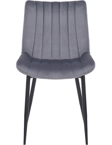Chaise moderne matelassée en Velours Gris Métal Noir Mawen - 2
