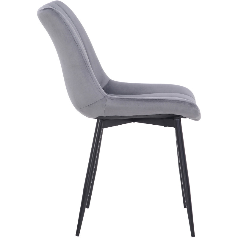 Chaise moderne matelassée en Velours Gris Métal Noir Mawen - 3