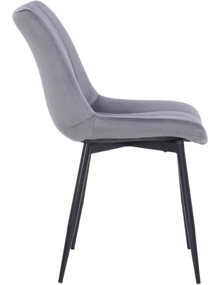 Chaise moderne matelassée en Velours Gris Métal Noir Mawen - 3