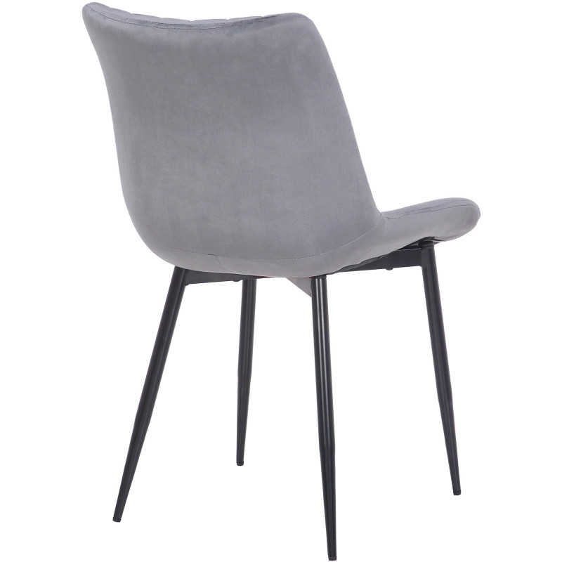 Chaise moderne matelassée en Velours Gris Métal Noir Mawen - 4