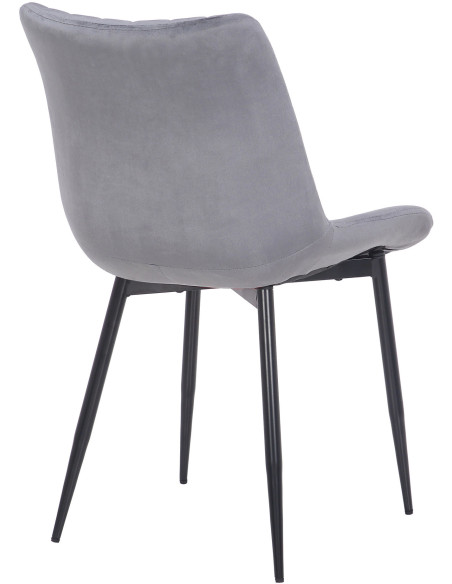 Chaise moderne matelassée en Velours Gris Métal Noir Mawen - 4