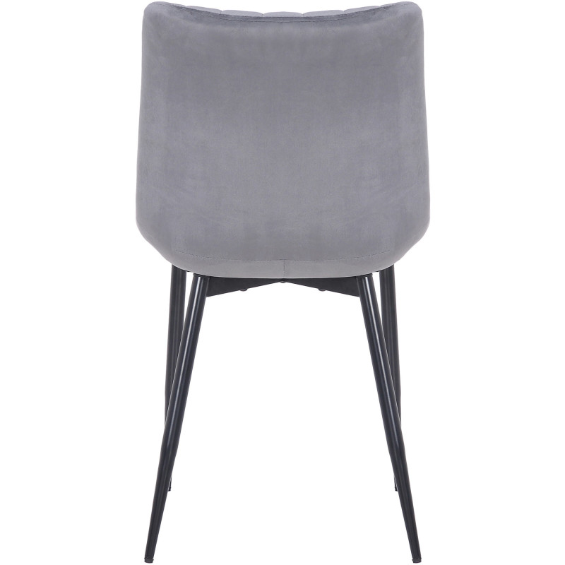 Chaise moderne matelassée en Velours Gris Métal Noir Mawen - 5