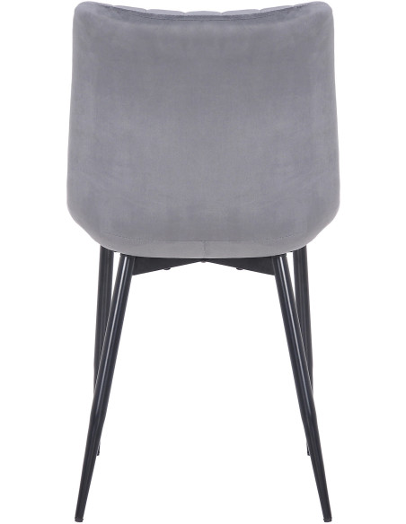 Chaise moderne matelassée en Velours Gris Métal Noir Mawen - 5