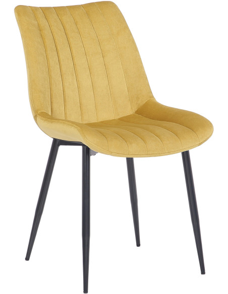 Chaise moderne matelassée en Velours Jaune Métal Noir Mawen - 1