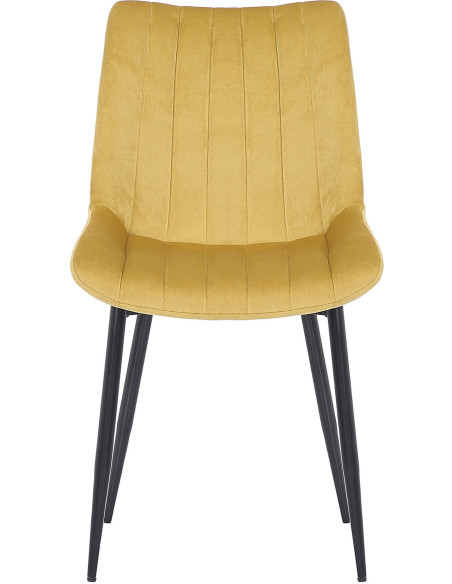 Chaise moderne matelassée en Velours Jaune Métal Noir Mawen - 2