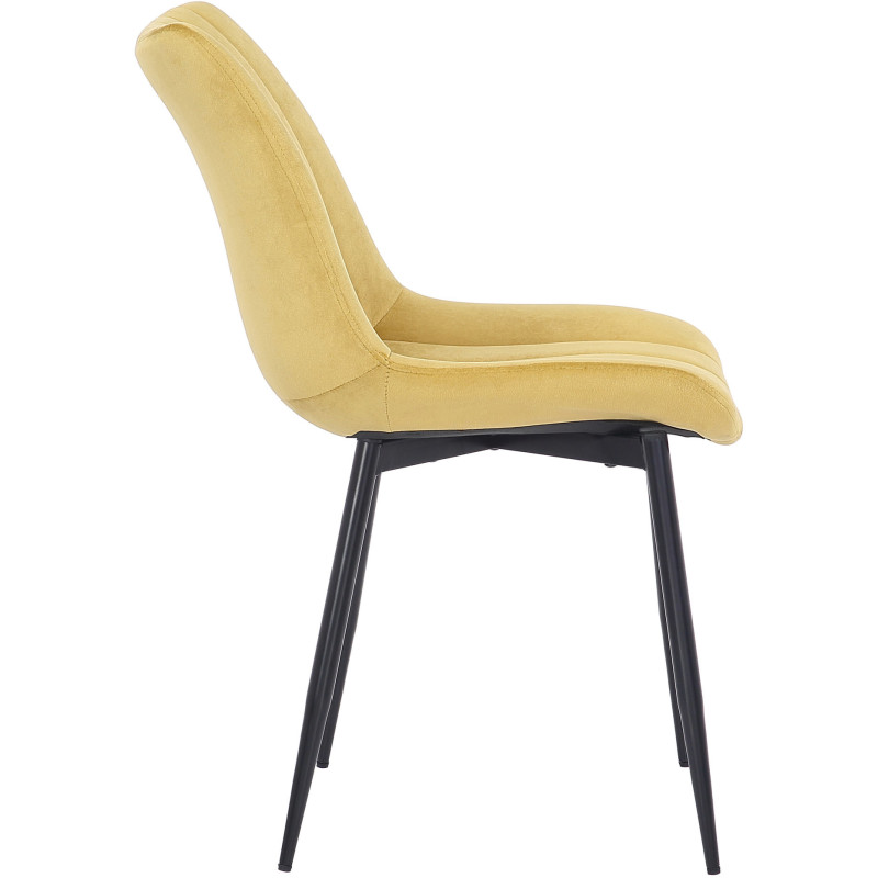 Chaise moderne matelassée en Velours Jaune Métal Noir Mawen - 3