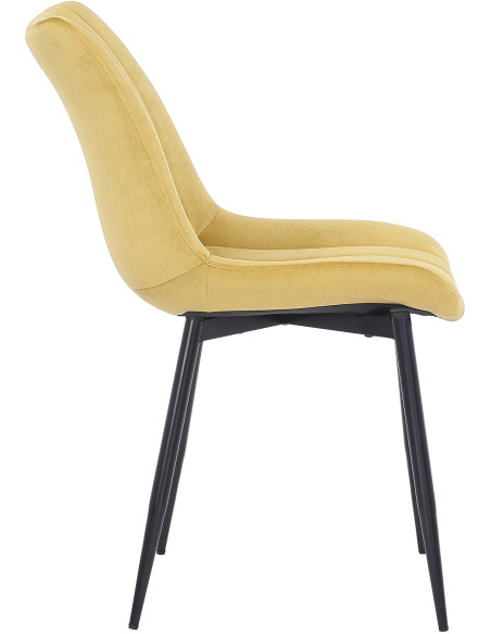 Chaise moderne matelassée en Velours Jaune Métal Noir Mawen - 3
