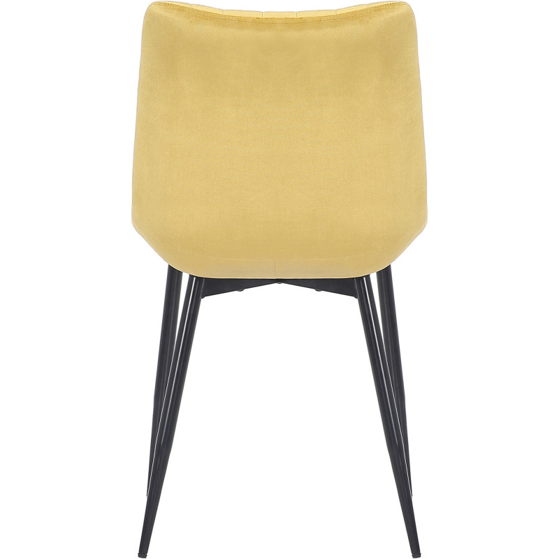 Chaise moderne matelassée en Velours Jaune Métal Noir Mawen - 5