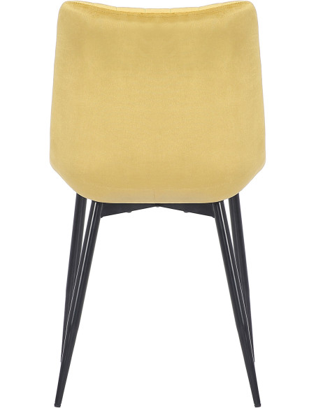 Chaise moderne matelassée en Velours Jaune Métal Noir Mawen - 5