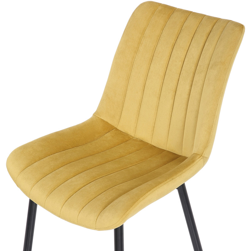 Chaise moderne matelassée en Velours Jaune Métal Noir Mawen - 6