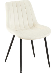 Chaise moderne matelassée en Velours Blanc crème Métal Noir Mawen - 1