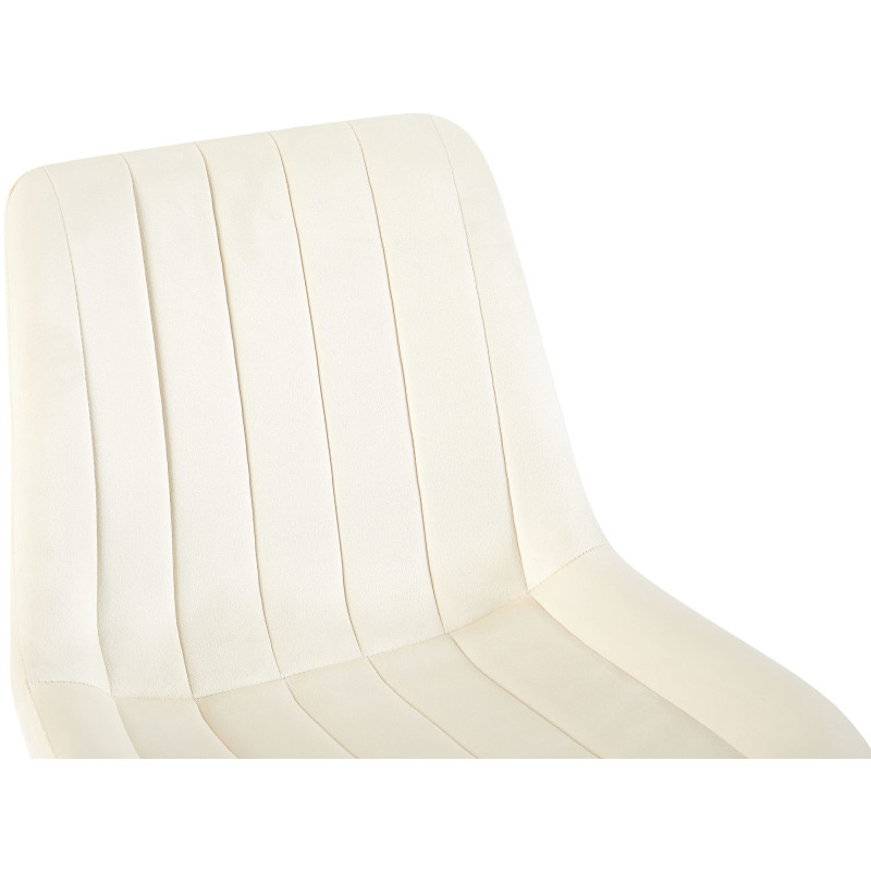 Chaise moderne matelassée en Velours Blanc crème Métal Noir Mawen - 2