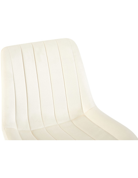 Chaise moderne matelassée en Velours Blanc crème Métal Noir Mawen - 2
