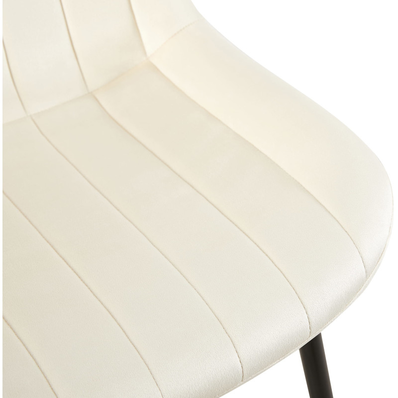Chaise moderne matelassée en Velours Blanc crème Métal Noir Mawen - 3