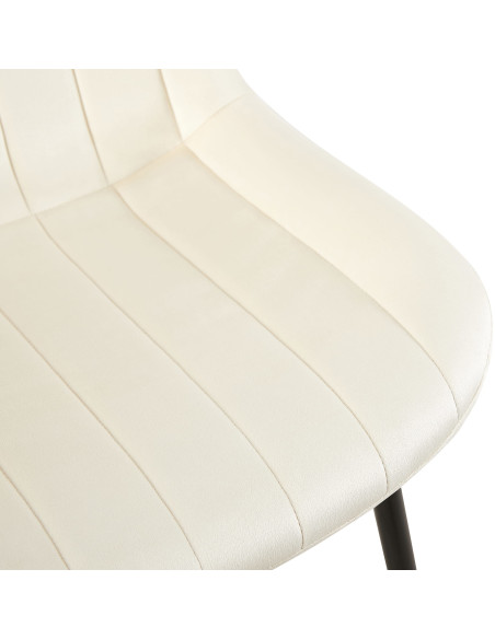 Chaise moderne matelassée en Velours Blanc crème Métal Noir Mawen - 3