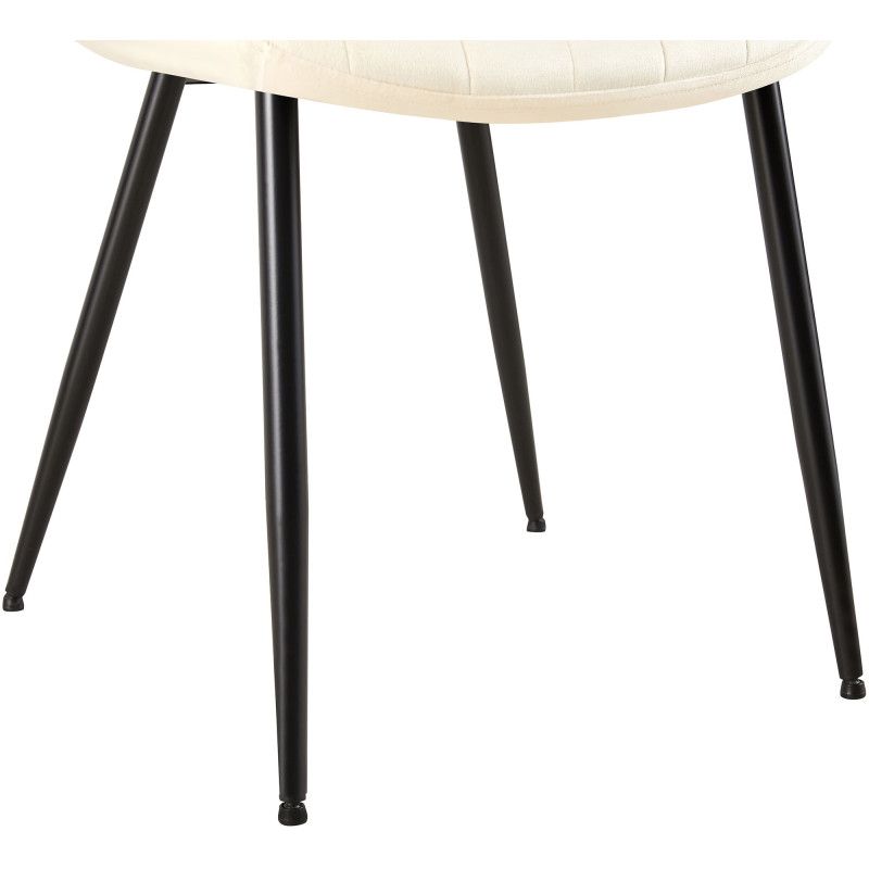 Chaise moderne matelassée en Velours Blanc crème Métal Noir Mawen - 4