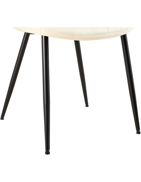 Chaise moderne matelassée en Velours Blanc crème Métal Noir Mawen - 4