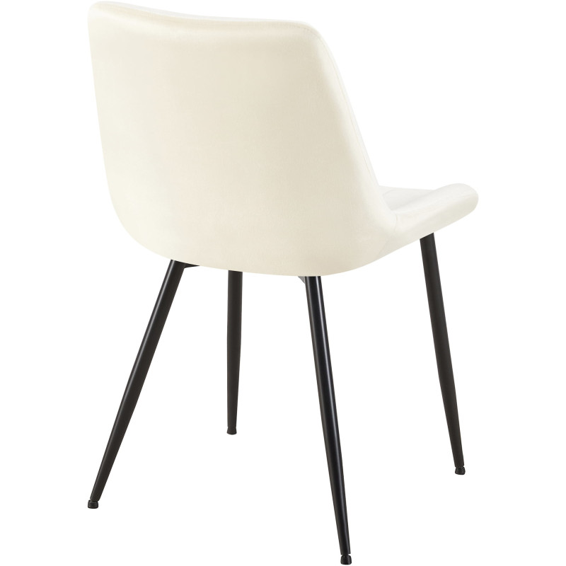 Chaise moderne matelassée en Velours Blanc crème Métal Noir Mawen - 5