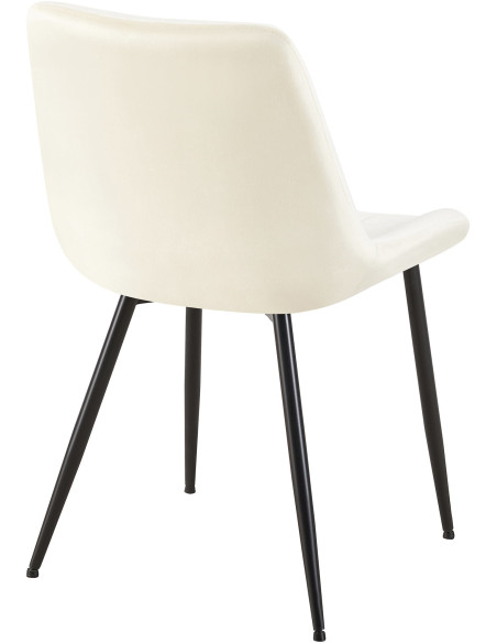 Chaise moderne matelassée en Velours Blanc crème Métal Noir Mawen - 5