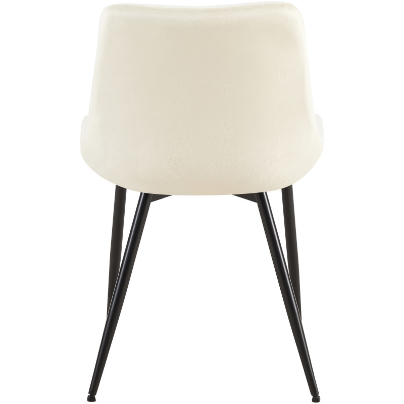 Chaise moderne matelassée en Velours Blanc crème Métal Noir Mawen - 6
