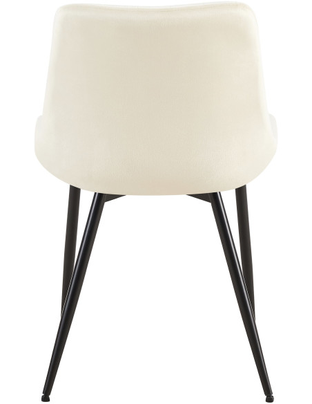 Chaise moderne matelassée en Velours Blanc crème Métal Noir Mawen - 6