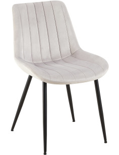 Chaise moderne matelassée en Velours Gris clair Métal Noir Mawen - 1