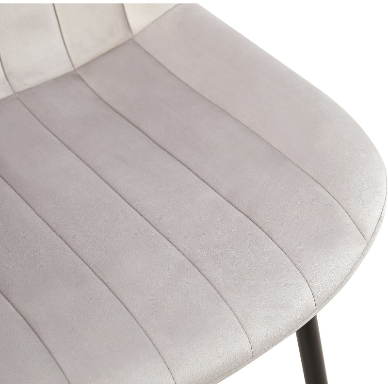 Chaise moderne matelassée en Velours Gris clair Métal Noir Mawen - 3