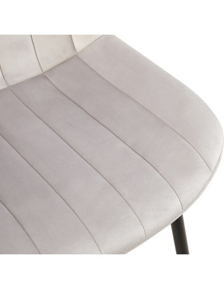 Chaise moderne matelassée en Velours Gris clair Métal Noir Mawen - 3