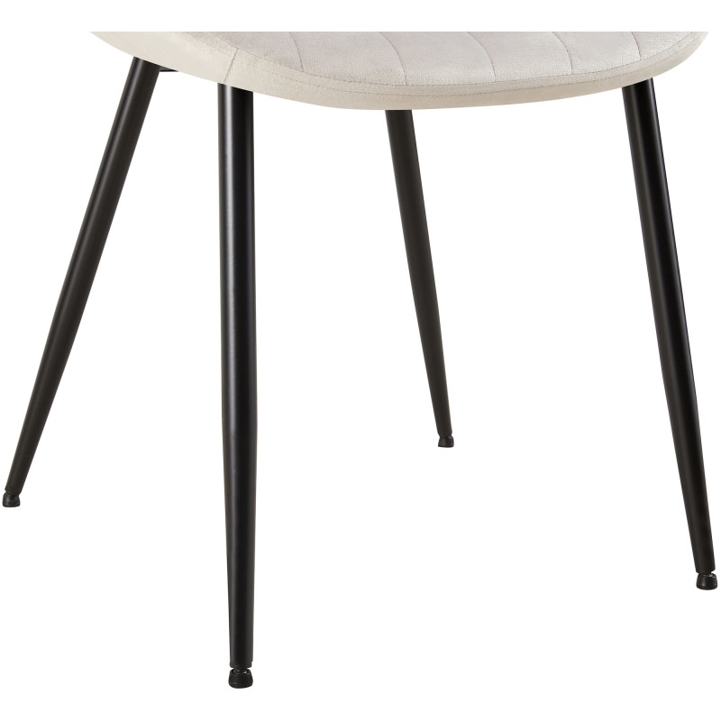 Chaise moderne matelassée en Velours Gris clair Métal Noir Mawen - 4