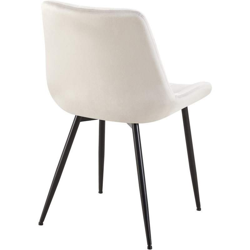 Chaise moderne matelassée en Velours Gris clair Métal Noir Mawen - 5